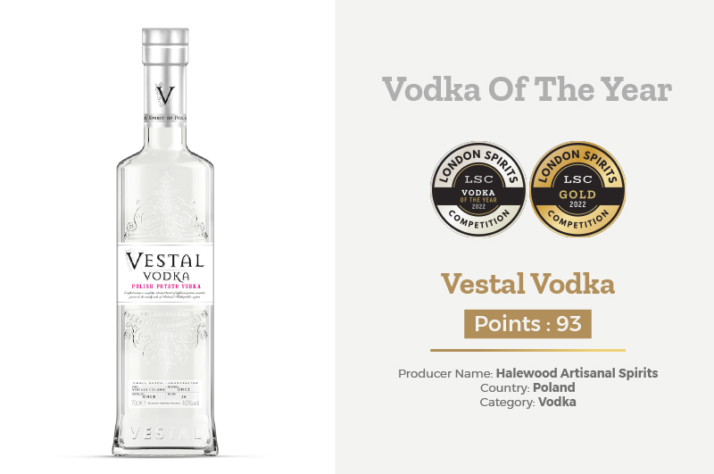 Vestal Vodka - Vodka of the Year, London Spirits Competition - 2022
