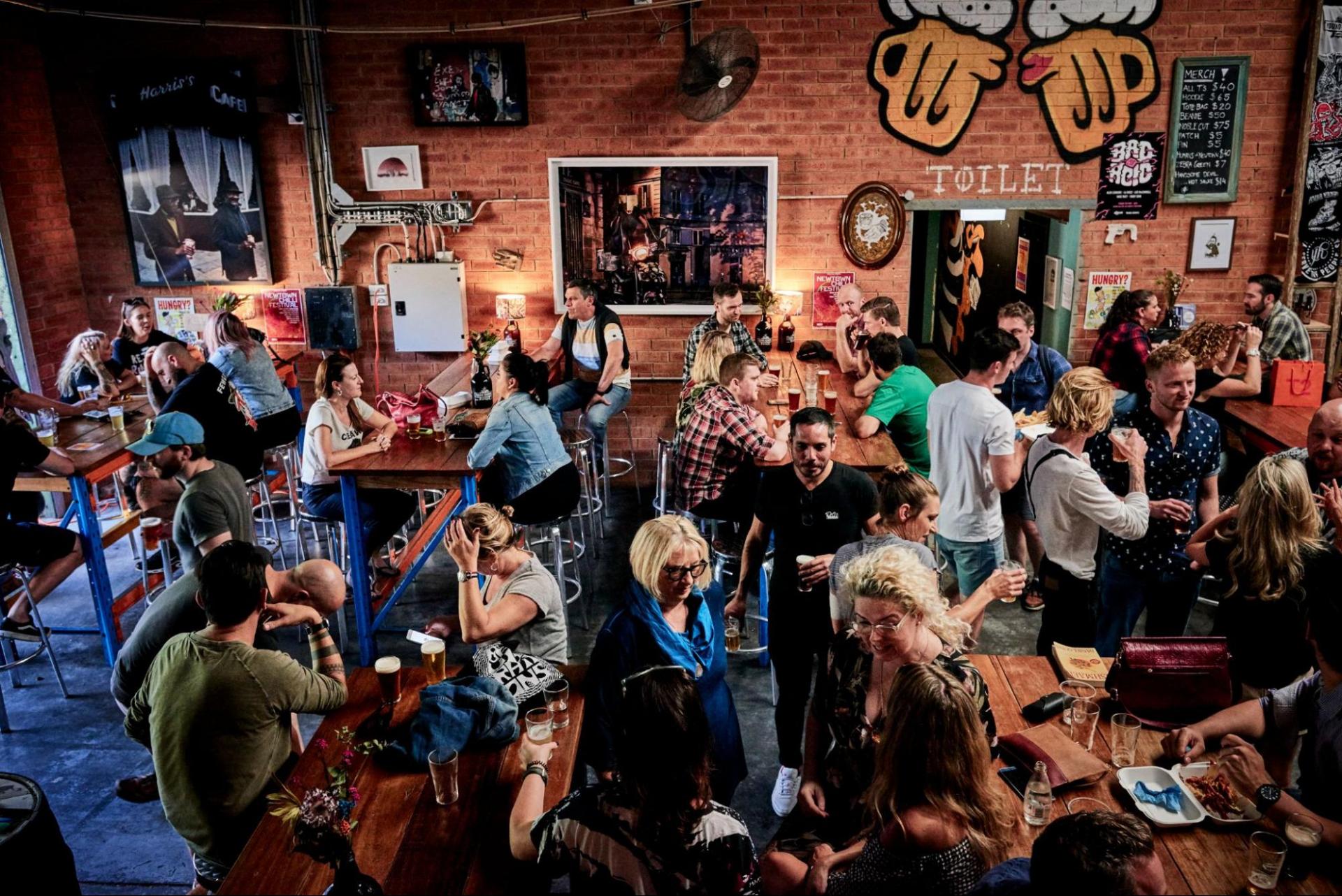 Young Henrys’ tasting room, the Newtowner, where customers can try all of the brewery’s beers, ciders and gin under one roof