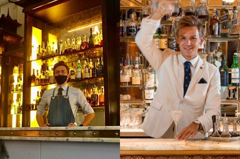 Laurenz Ortlieb in his element, behind the bar at the Artesian.