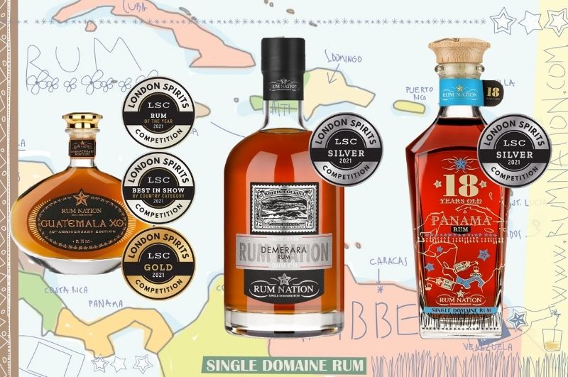 Rum Nation's Guatemala XO, Demerara no 14, and Panama 18
